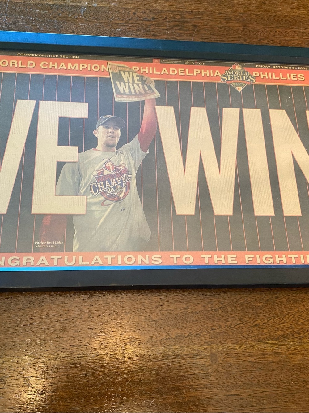Philadelphia Daily News Oct 31 2008 Phillies World Series Champions Framed Lidge